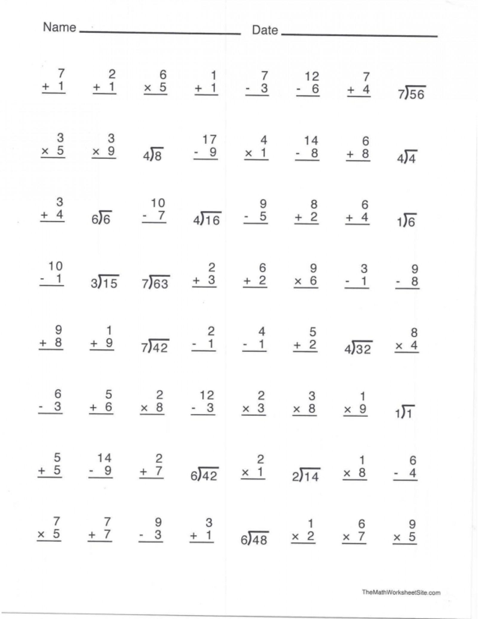 Math Facts Worksheet D With Answers LoveToTeach