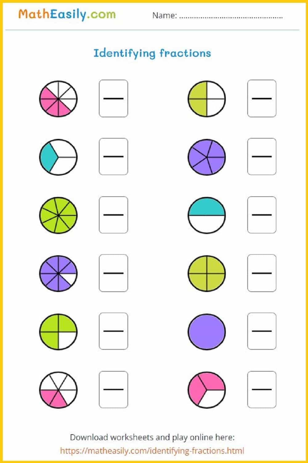 math worksheets fractions