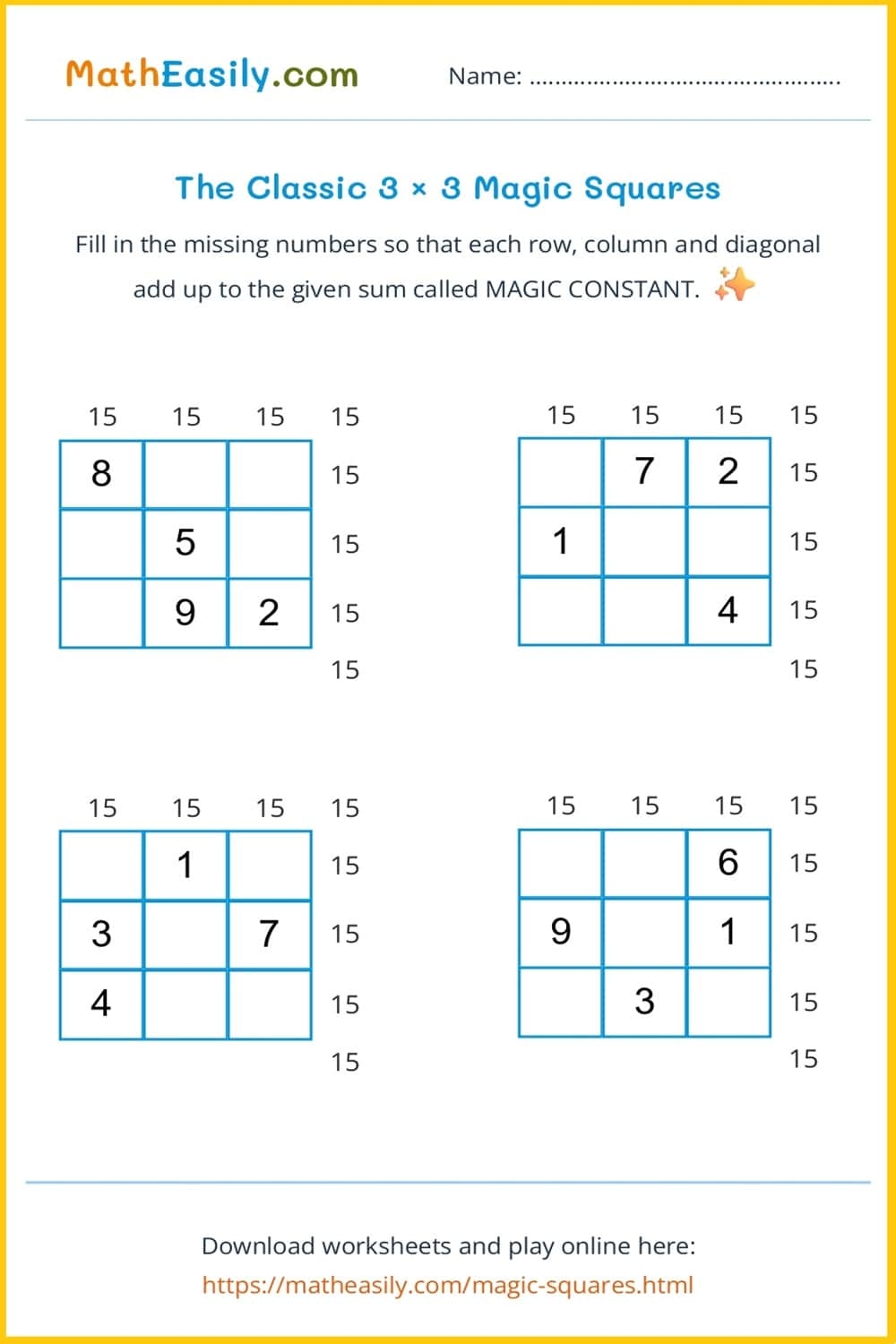 Math Puzzles For Kids And Adults ONLINE Printable