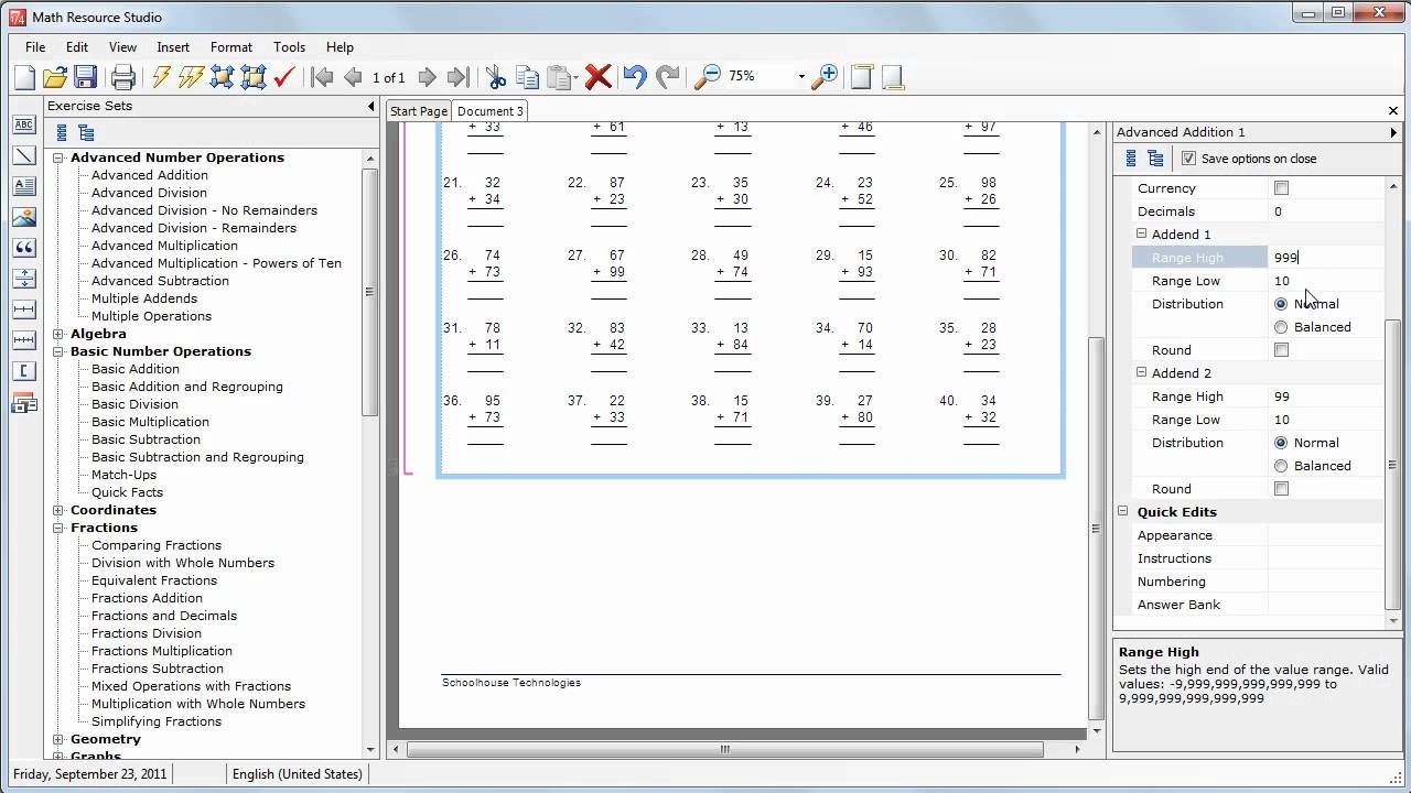 Math Resource Studio 4 Addition Worksheet YouTube