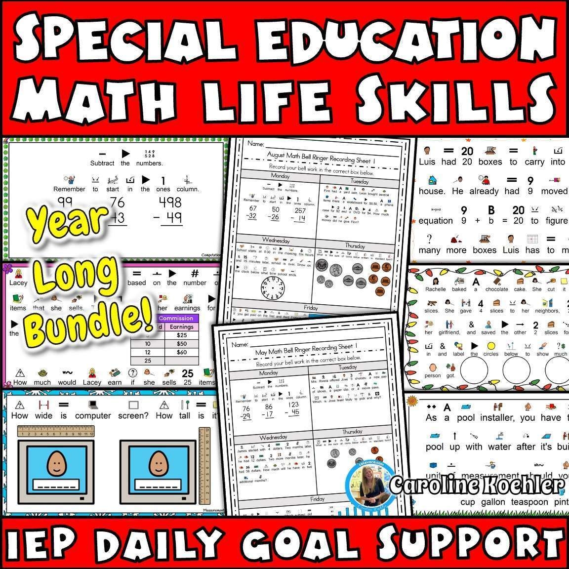 Math Special Education Curriculum Life Skills Year Long Life Skills Bundle Caroline Koehler At Celavora Education