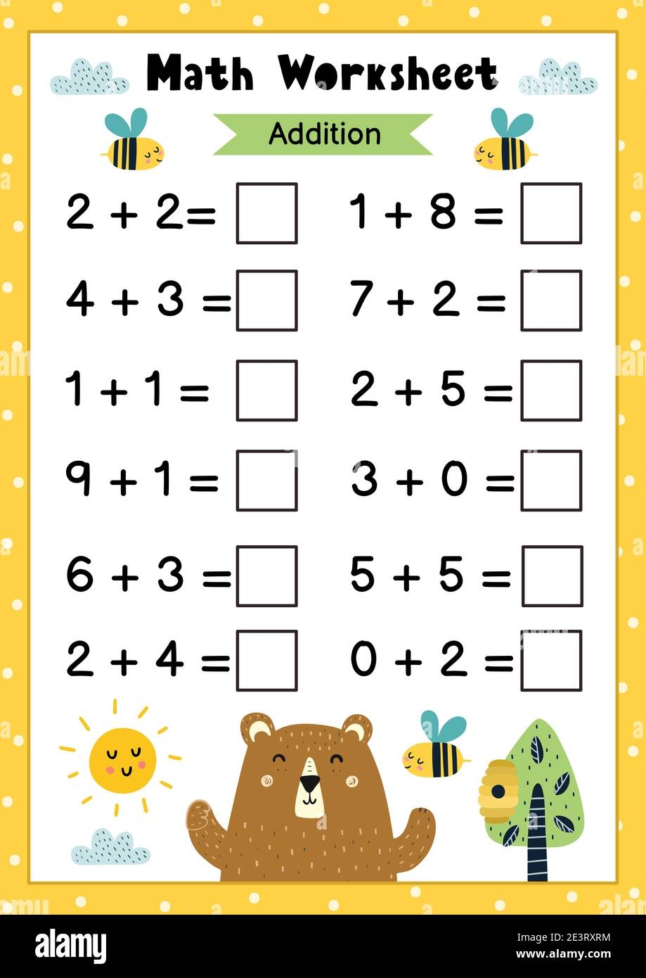 Math Worksheet For Kids Addition Mathematic Activity Page With Cute Owls Stock Vector Image Art Alamy Math Worksheet For Kids Addition Mathematic Activity Page With Cute Owls Stock Vector Image Art Alamy