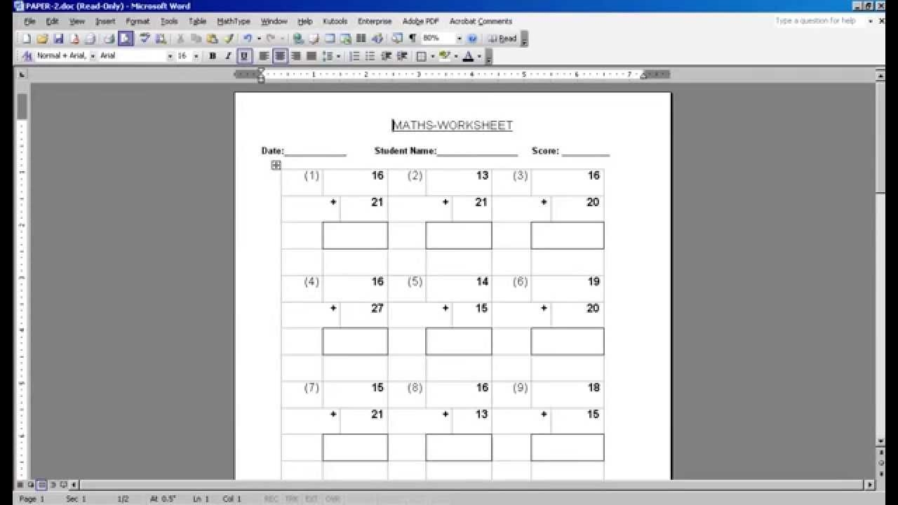 MATH WORKSHEET GENERATOR YouTube