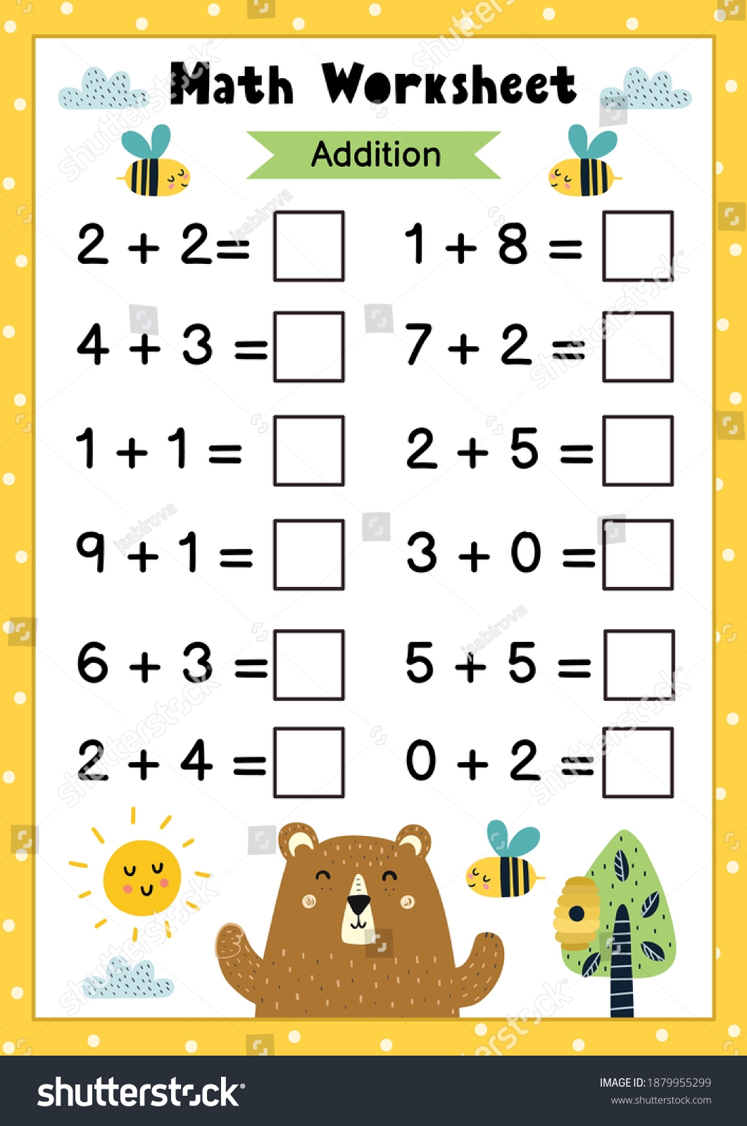 Math Worksheet Kids Addition Mathematic Activity Stock Vector Royalty Free 1879955299 Shutterstock Math Worksheet Kids Addition Mathematic Activity Stock Vector Royalty Free 1879955299 Shutterstock