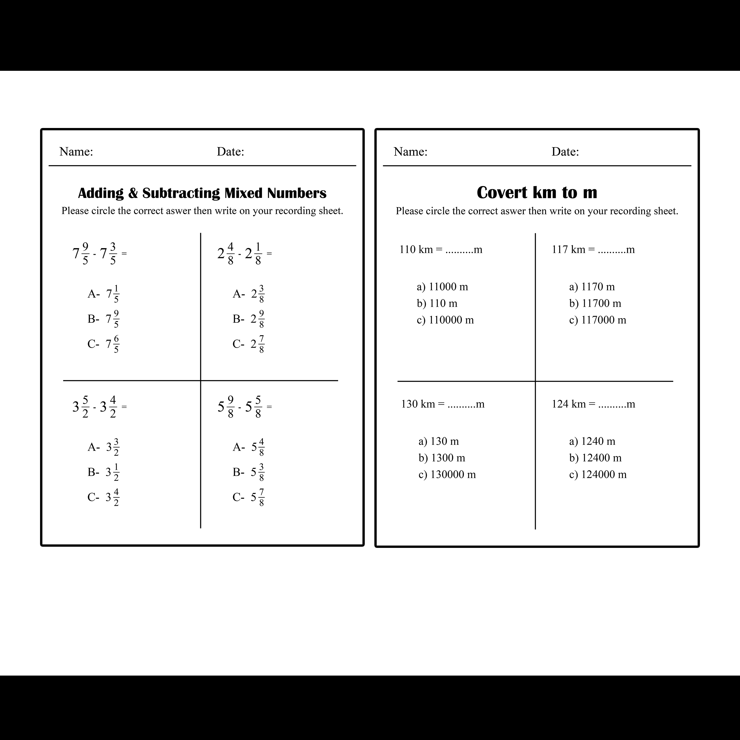 Math Worksheets With Missing Addends Subtraction Division And Conversions Made By Teachers