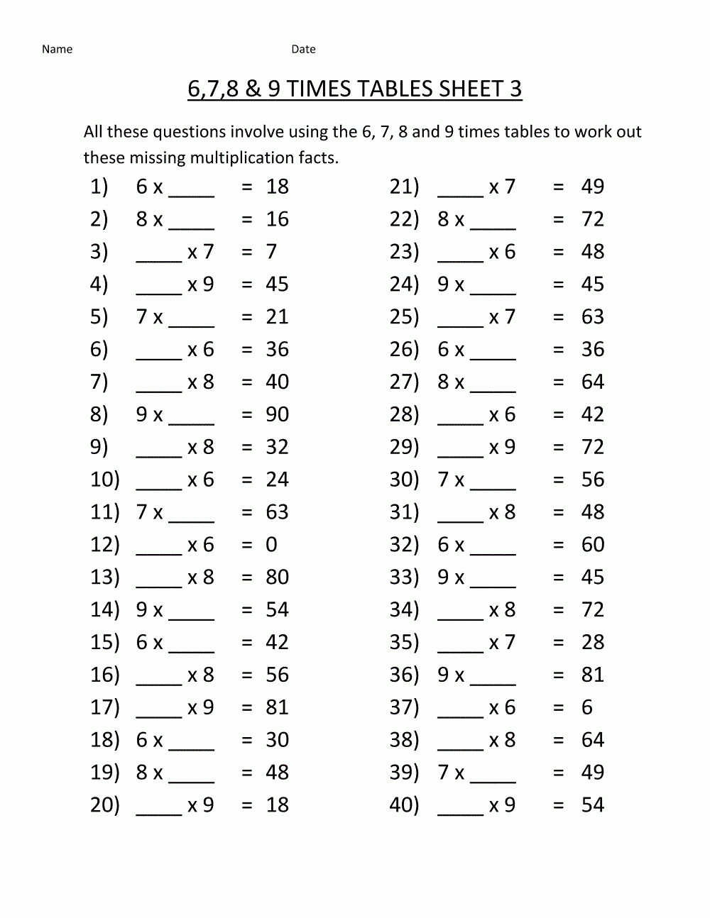 Maths For 6 Year Olds Worksheets
