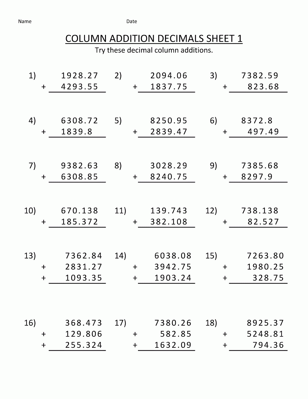 Maths Worksheets Printable