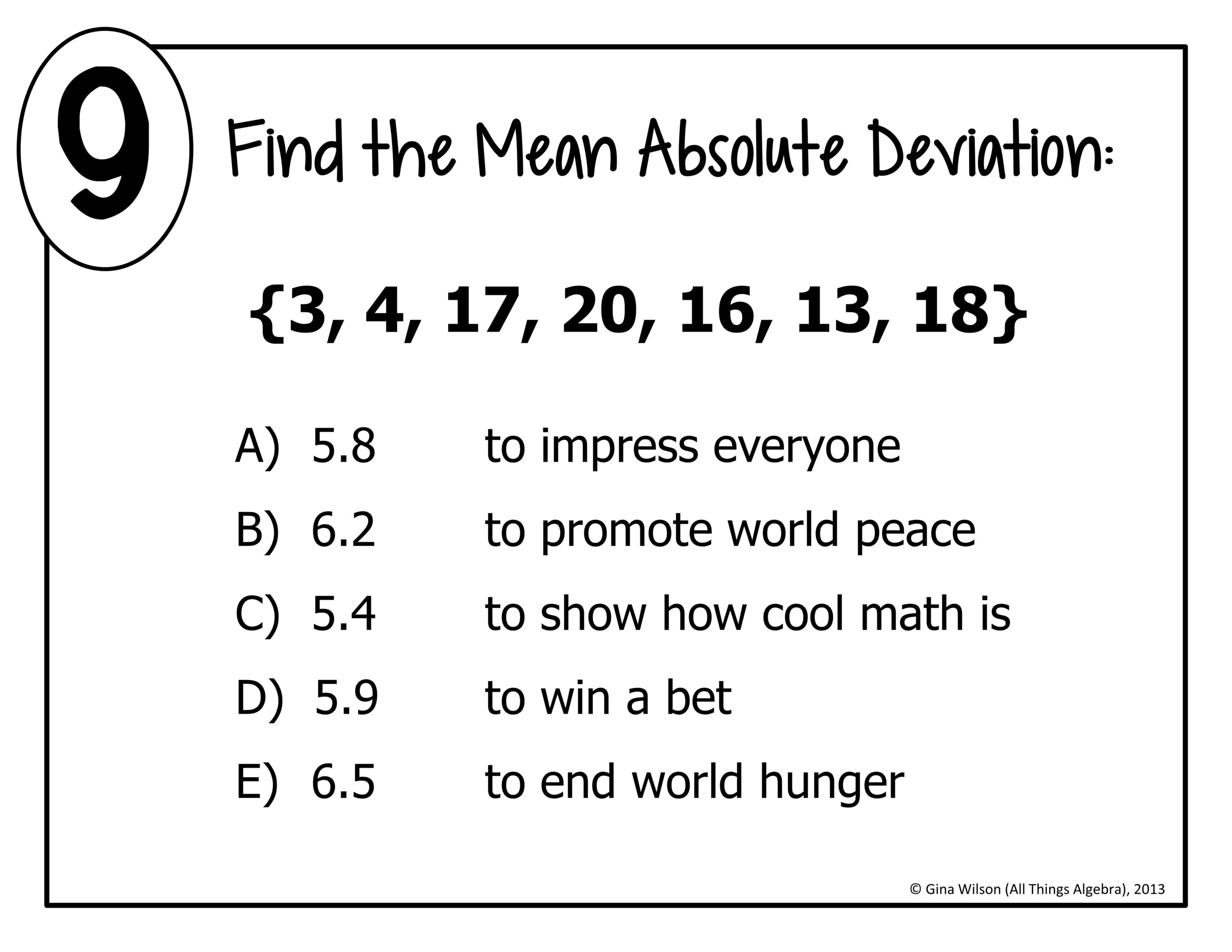 Mean Absolute Deviation Math Lib Activity All Things Algebra 