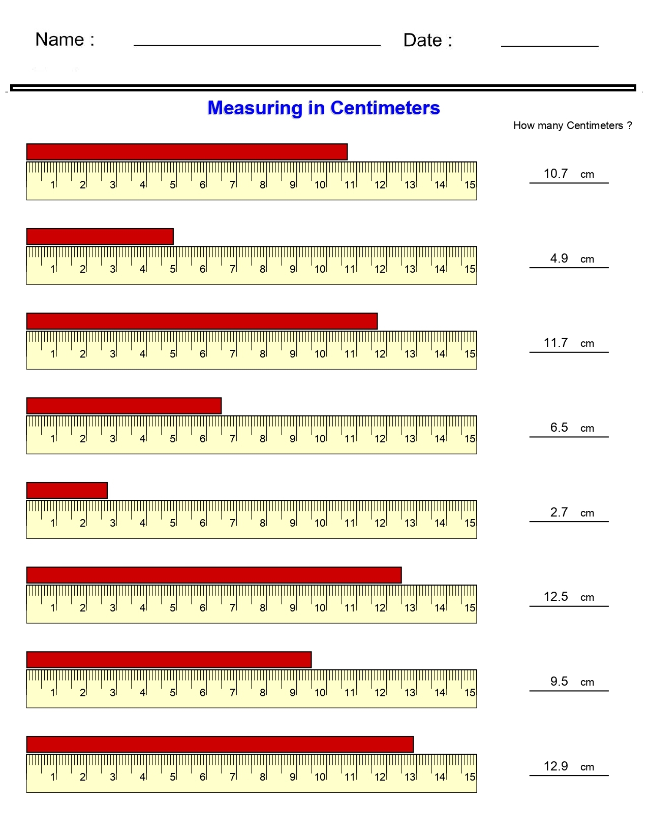 ruler reading worksheets