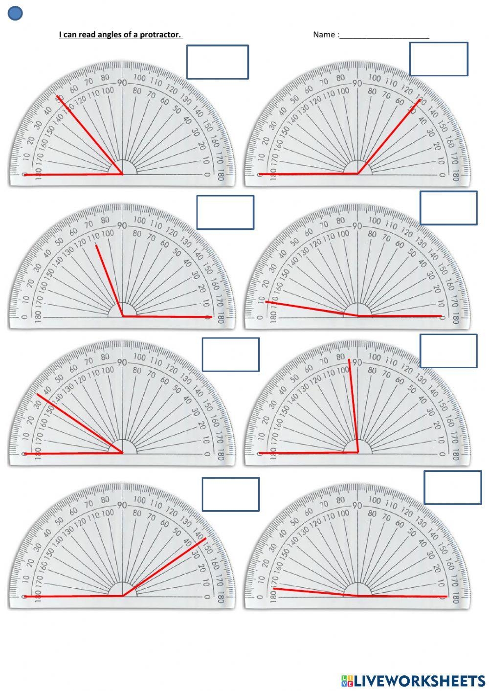 Measuring Angles With Protractor Online Exercise For Live Worksheets Worksheets Library