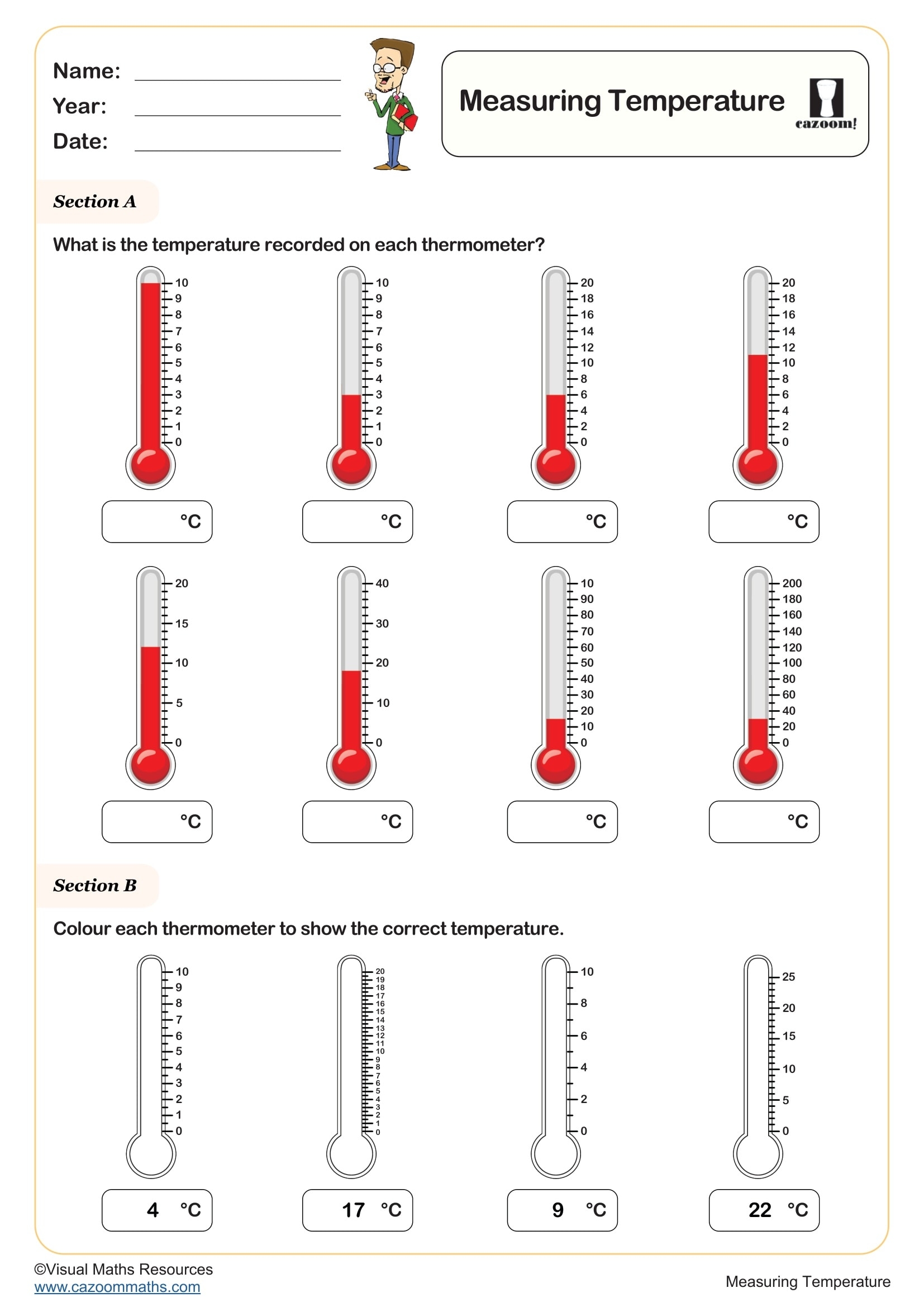 Measuring Temperature Fun And Engaging Year 2 Measurement Worksheet