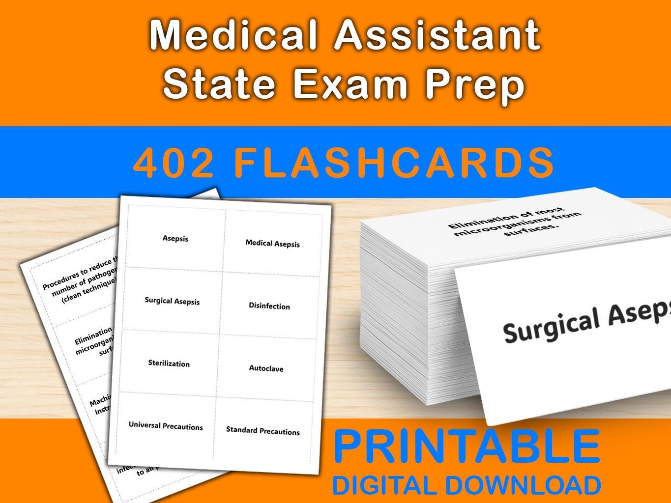 Medical Assistant State Exam Flashcards 402 Terms Definitions Printable MA Study Guide PDF Etsy
