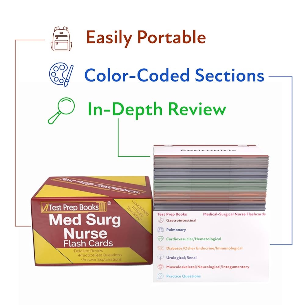 Medical Surgical Nursing Flashcards Med Surg Certification Review Flash Cards Study Guide For The CMSRN With Practice Questions Full Color Cards Test Prep Books Amazon de Books
