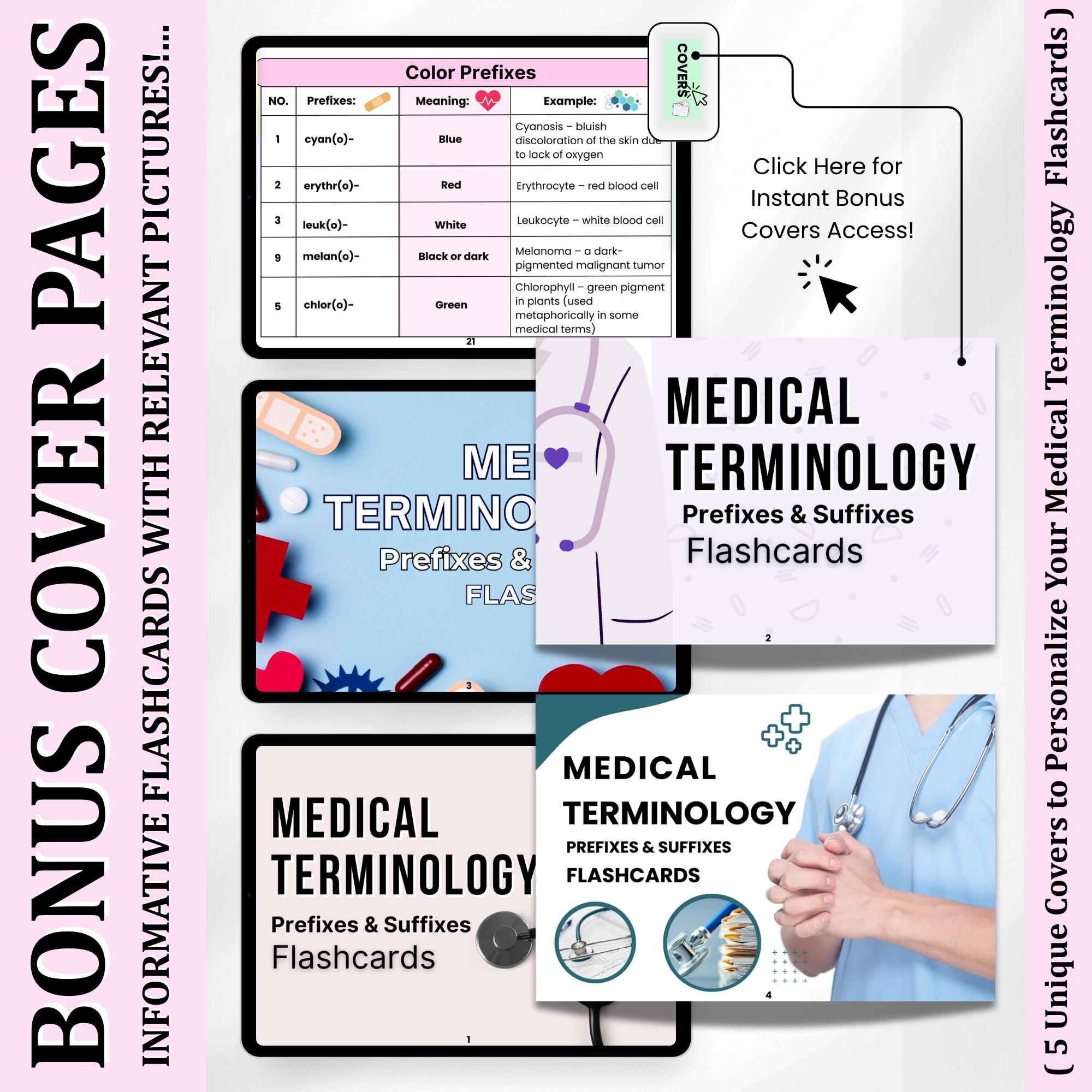 Medical Terminology Flashcards Bonus Terminology Sheets 5 Bonus Cover Pages Nursing Flashcards Medical Terminology For Nursing Etsy