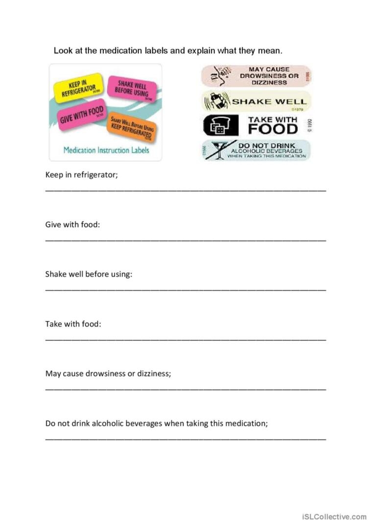 Medicine Labels English ESL Worksheets Pdf Doc