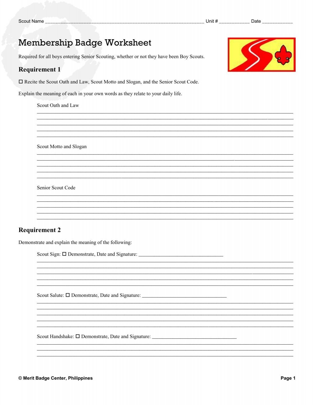 Membership Badge Worksheet