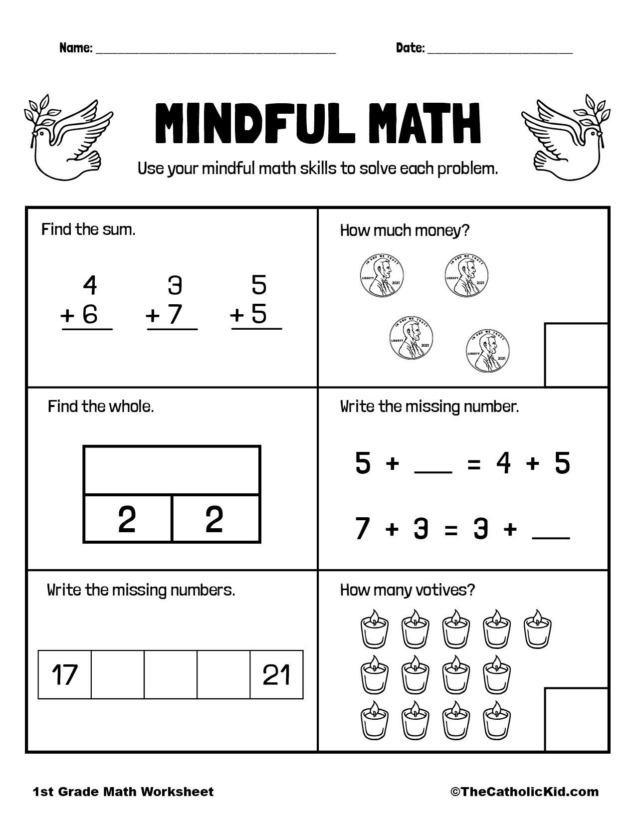 math worksheets 1st grade