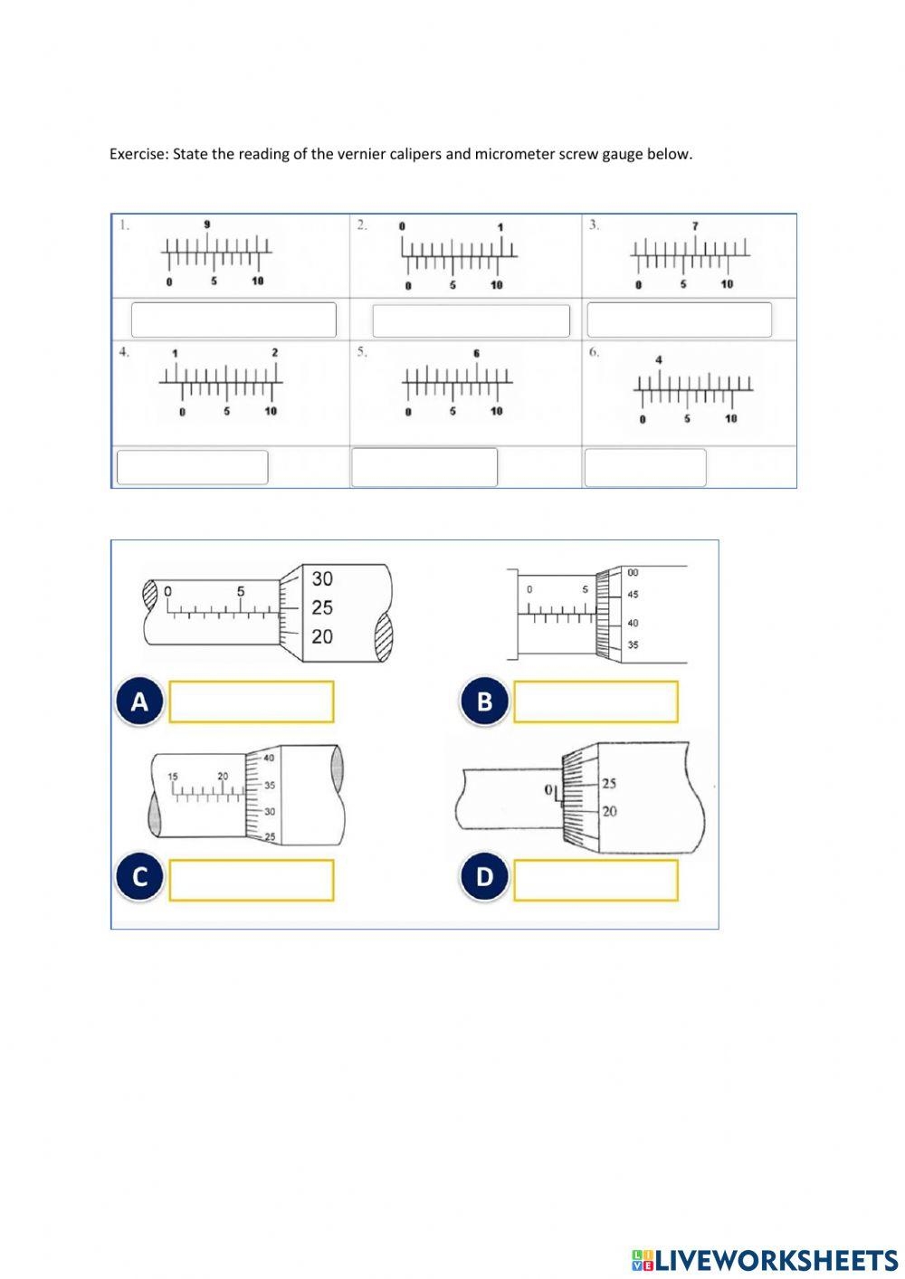MICROMETER READING EXERCISE 14310 67 Worksheets Library