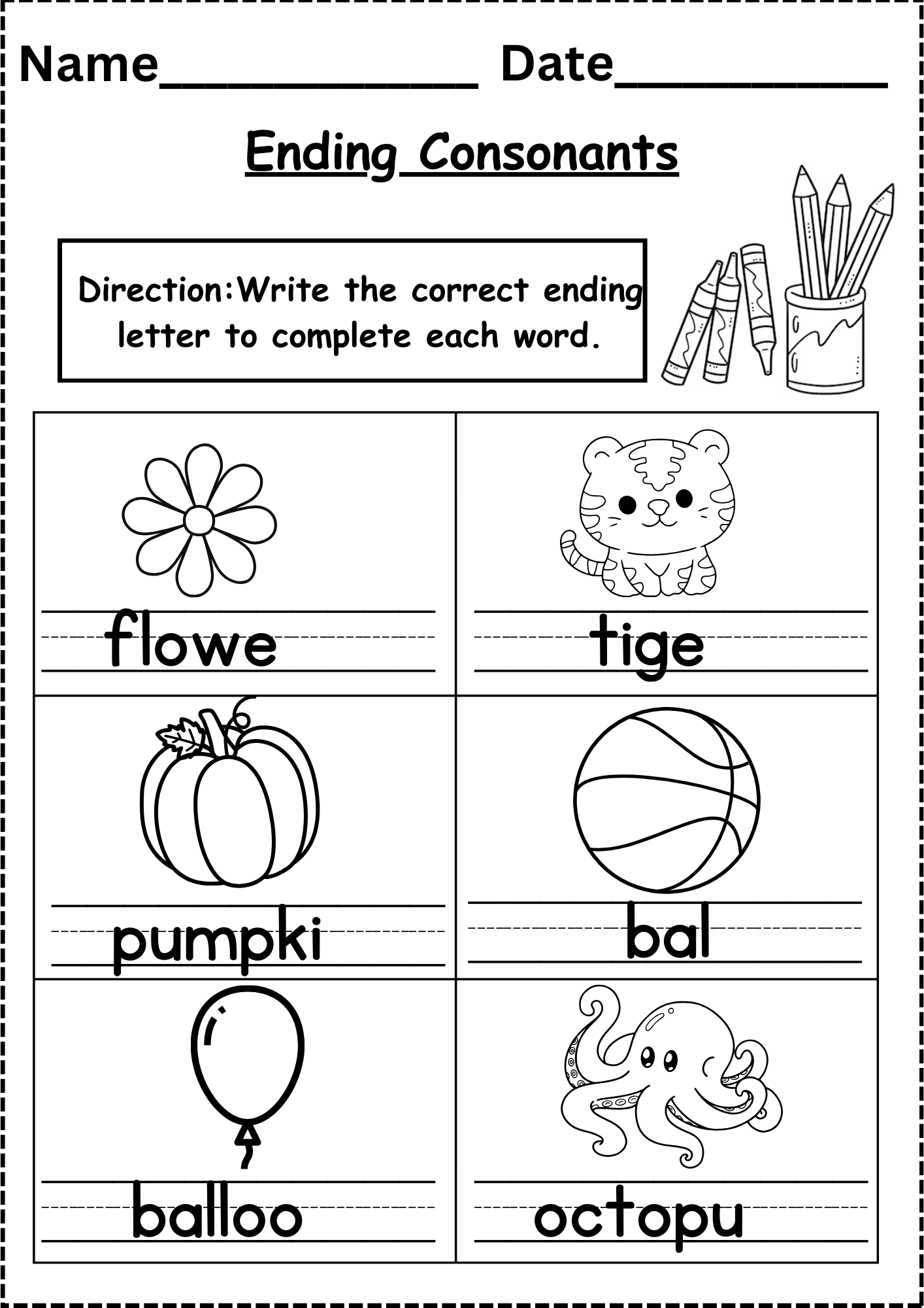 missing letters worksheet