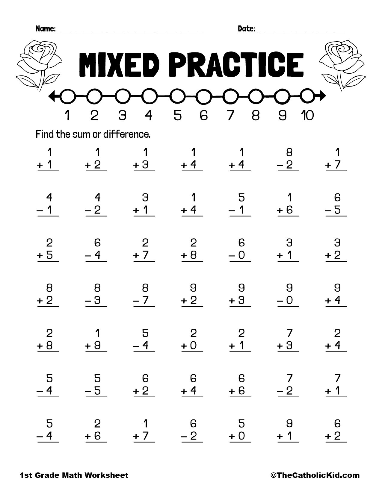 Mixed Practice Math Printout TheCatholicKid