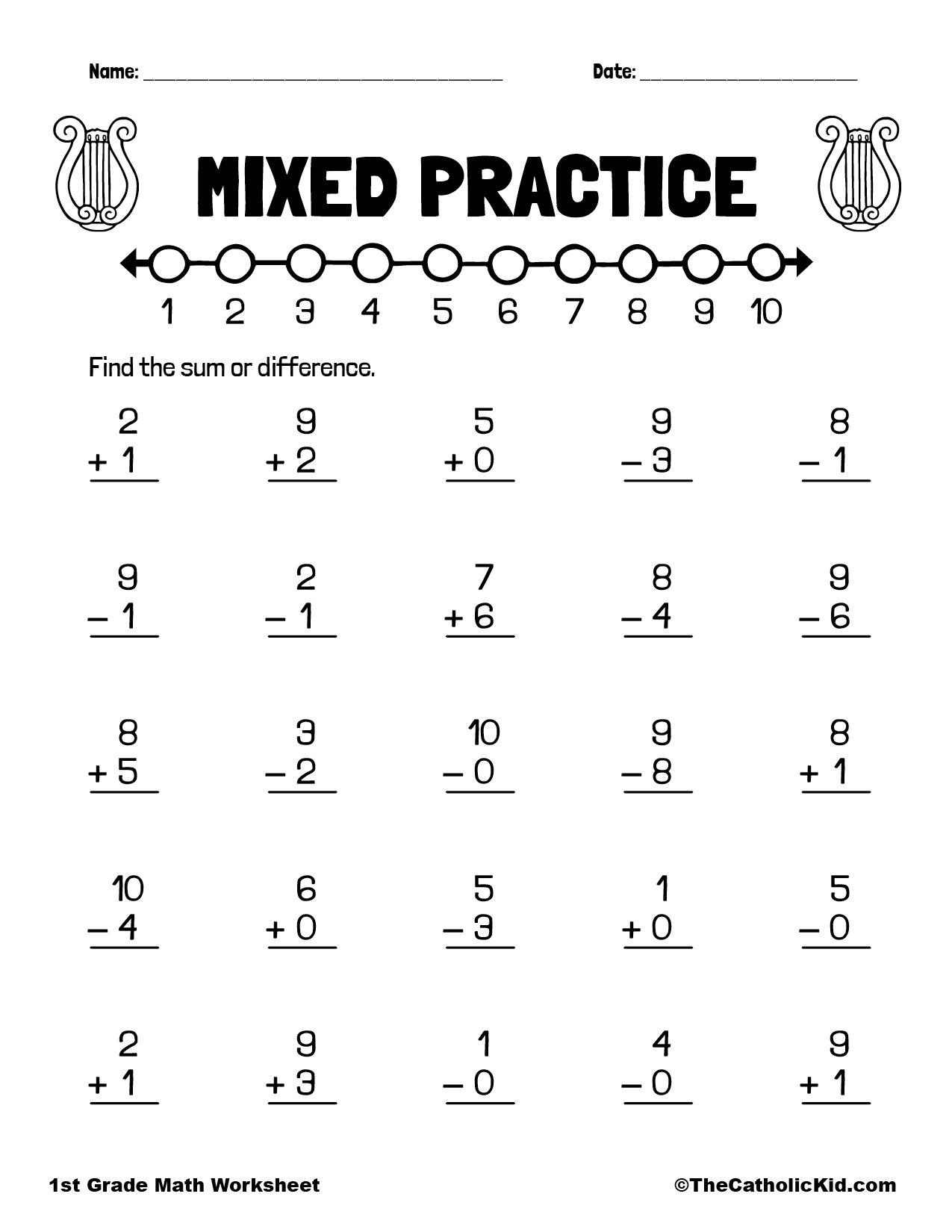 Mixed Practice Math Worksheet TheCatholicKid