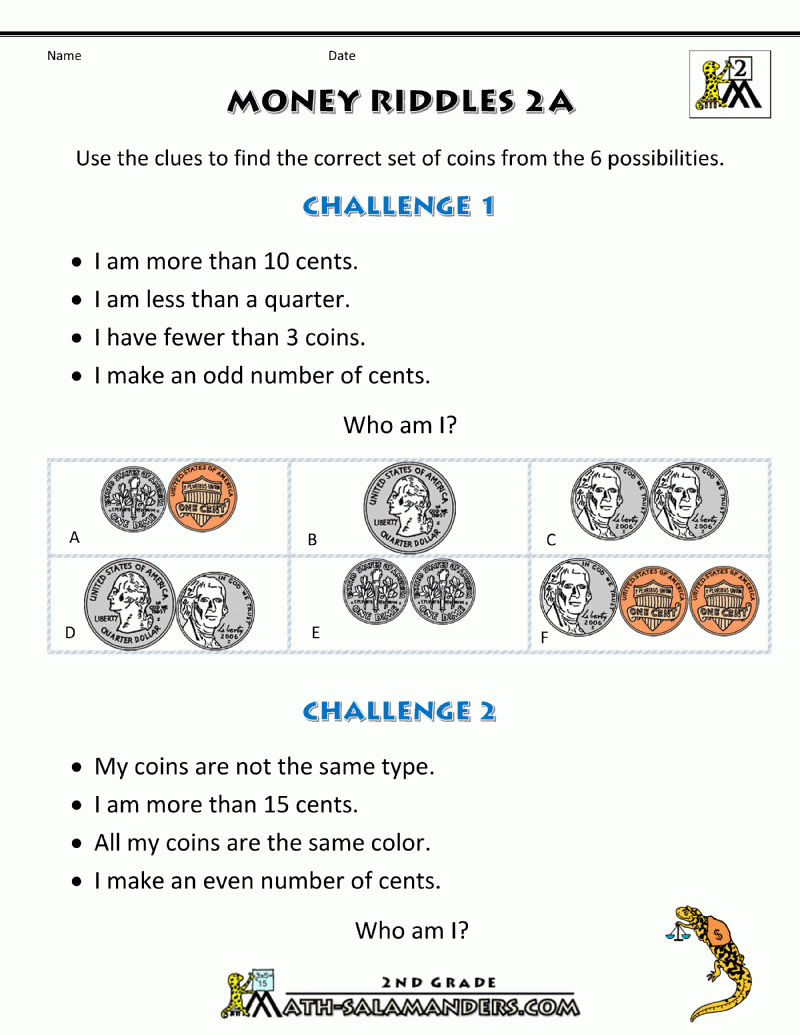 worksheet money math