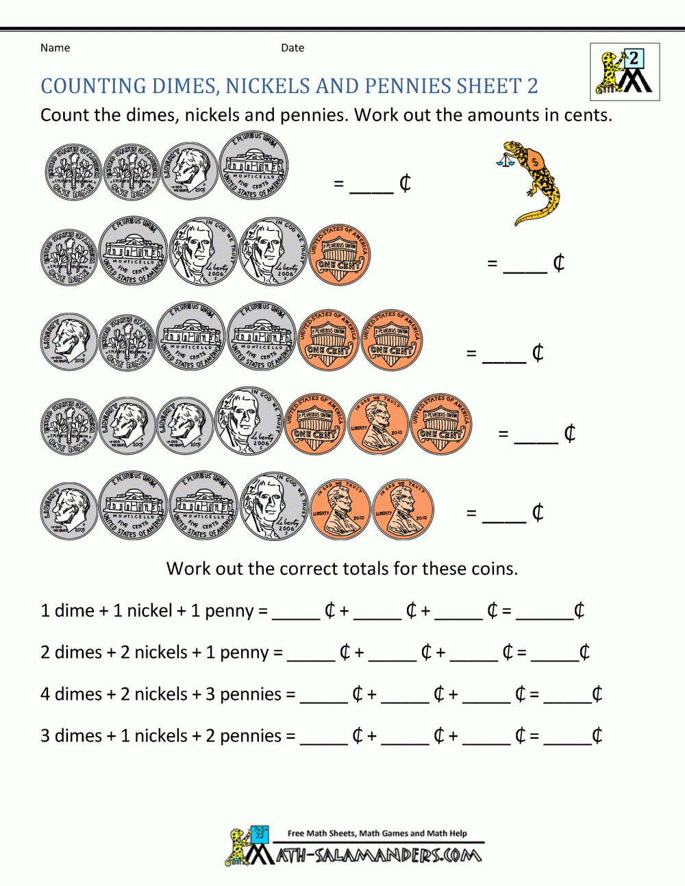 money counting worksheets