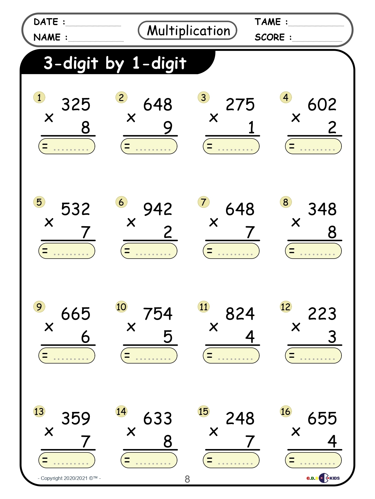 Multi Digit Multiplication Mastery Worksheets From 2 Digit To 4 Digit Operation Made By Teachers