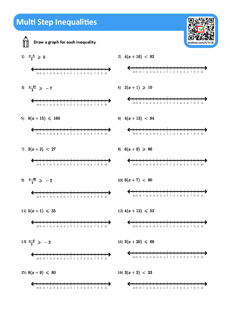 Multi Step Inequalities Worksheets Multi Step Inequalities Worksheets