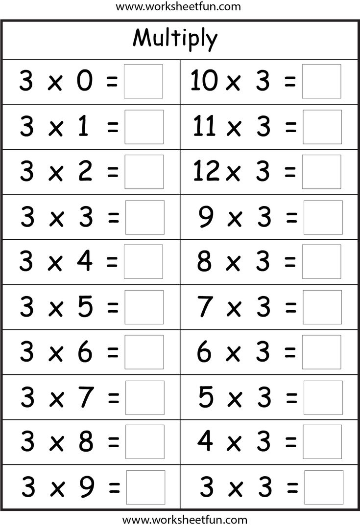 Multiplication Basic Facts 2 3 4 5 6 7 8 9 Times Tables Eight Worksheets FREE Printable Worksheets