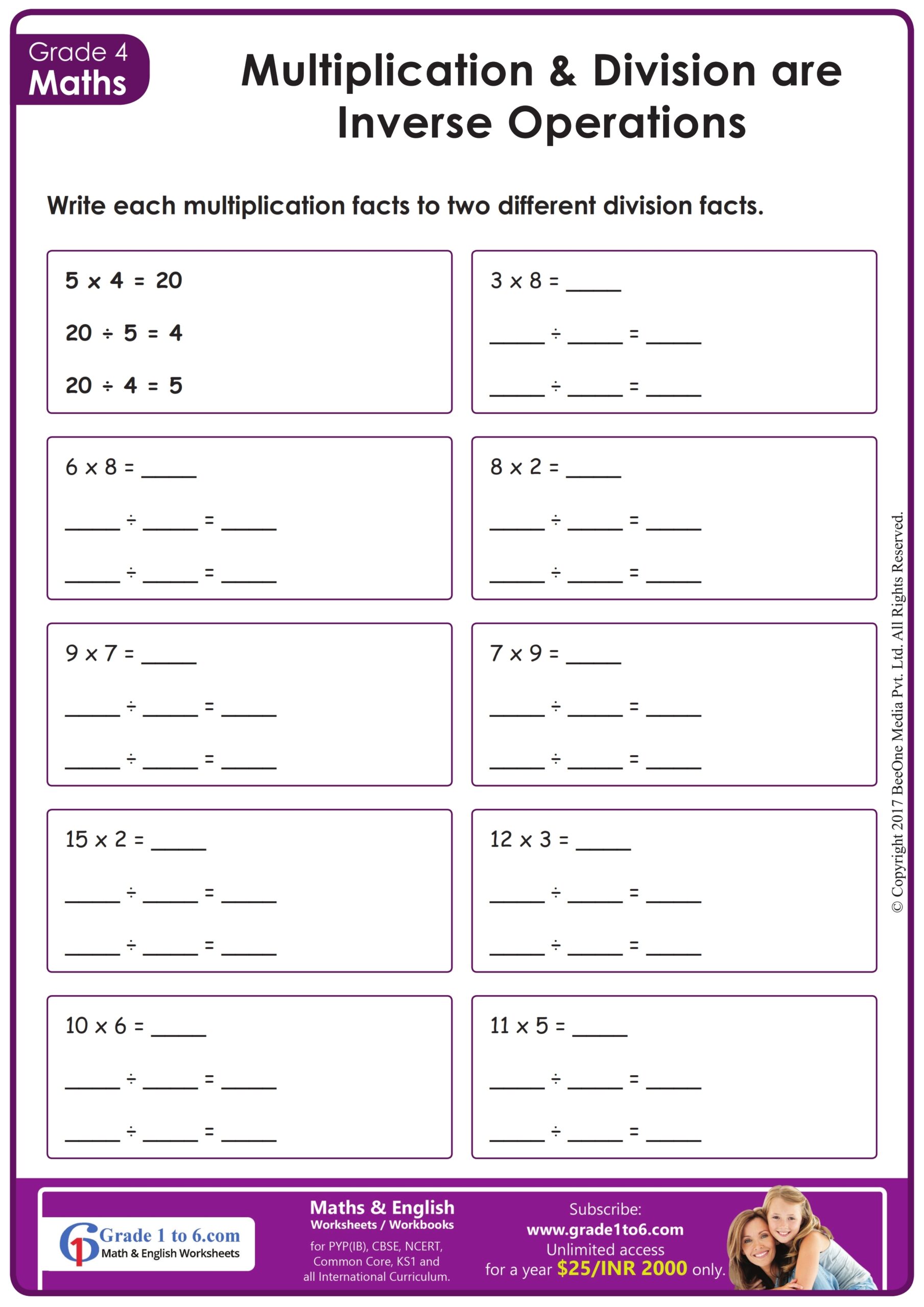 math multiplication and division worksheets