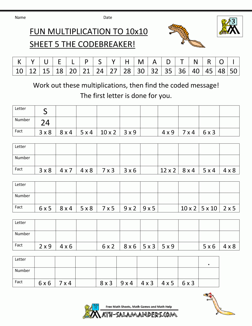 Multiplication facts worksheets fun multiplication to 10x10 5 gif 1 000 1 294 Pixels