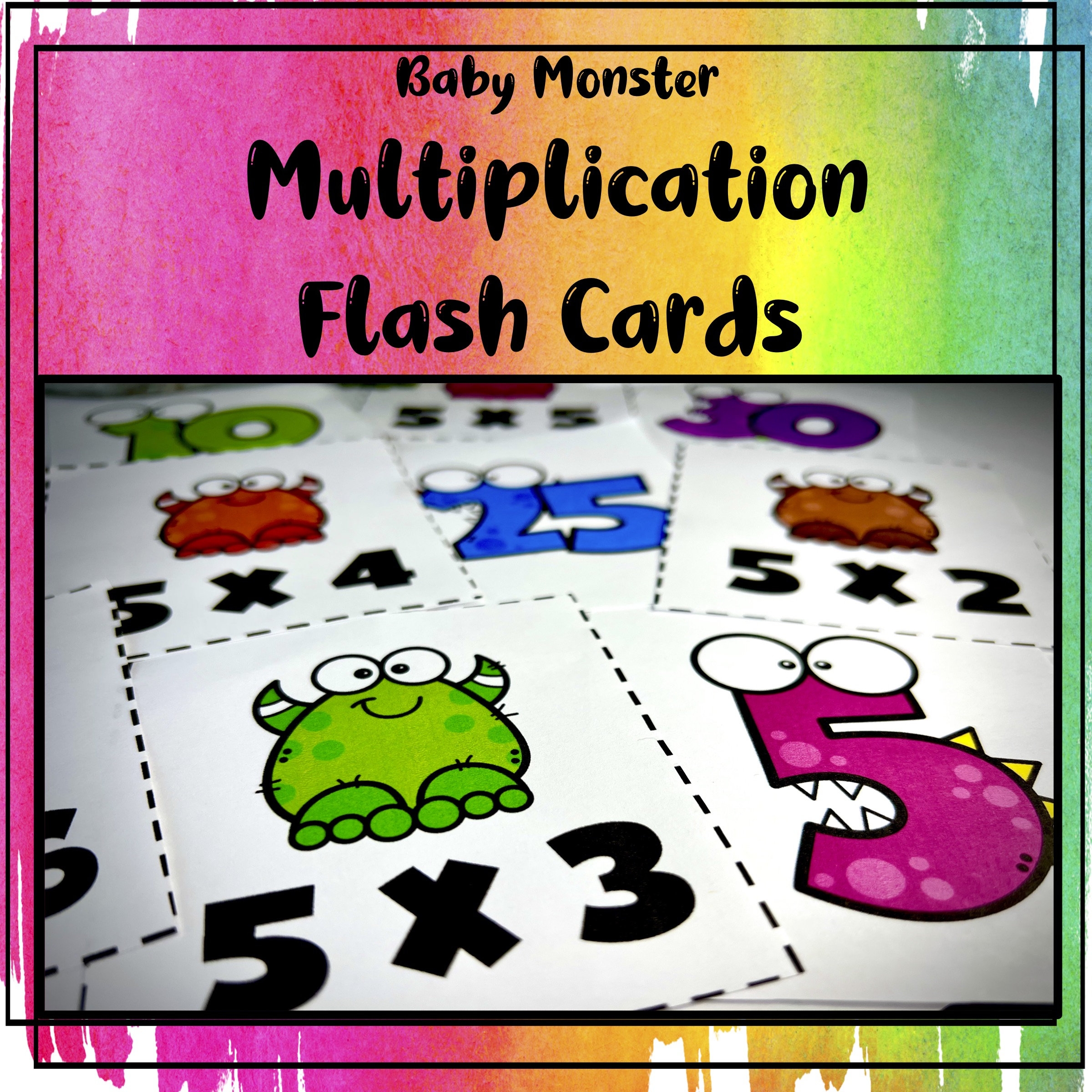 Multiplication Flash Cards baby Monster Theme Etsy