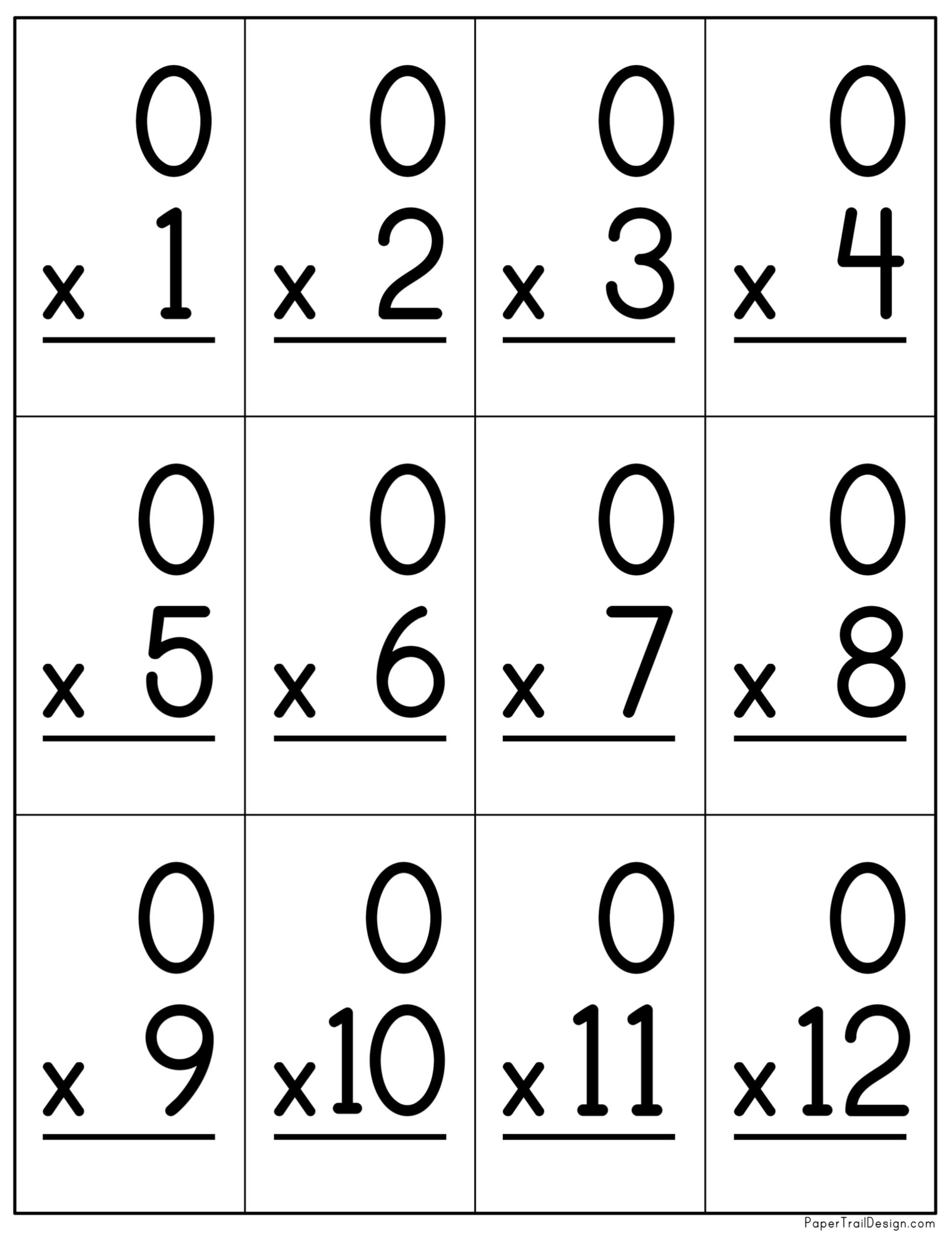 multiplication flashcards printable