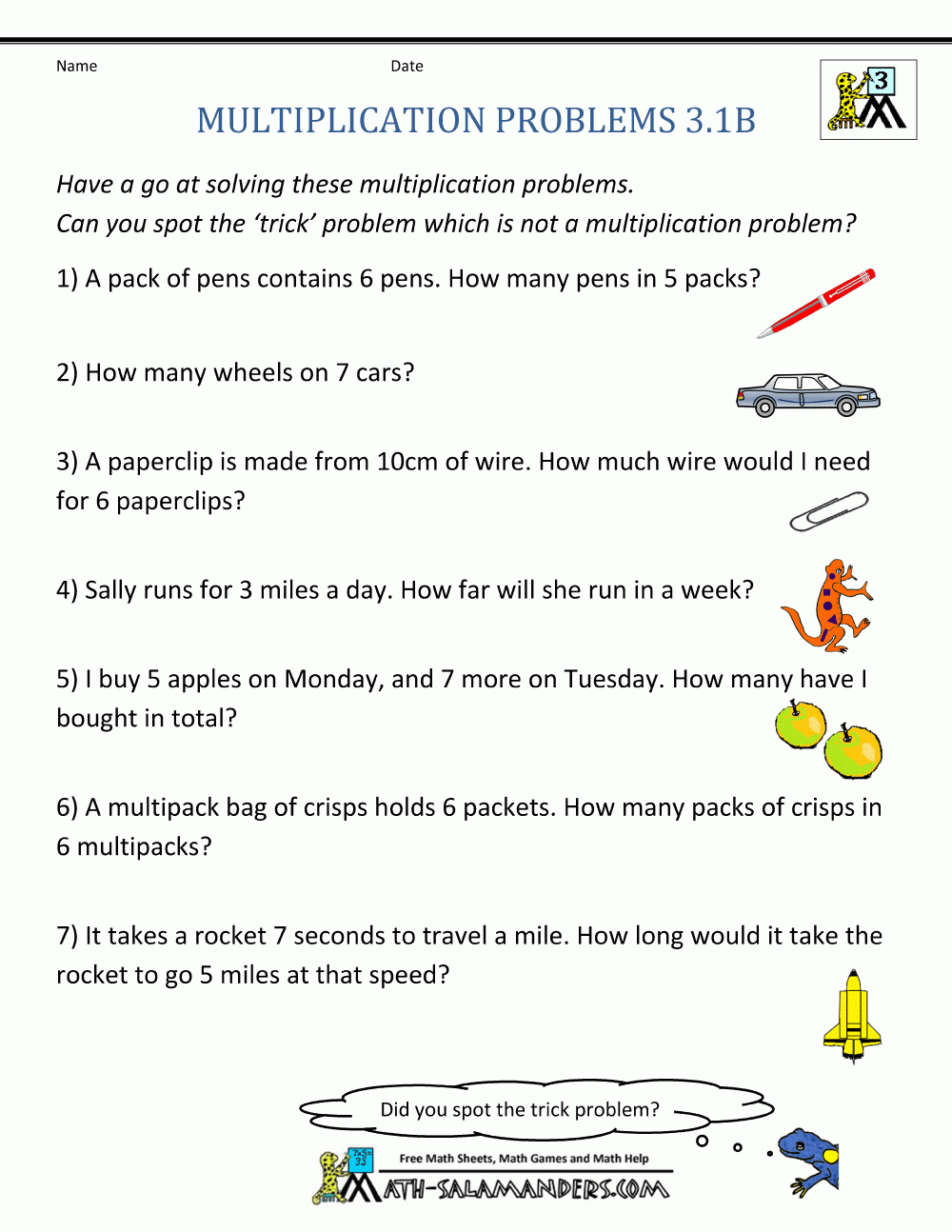 story problem math worksheets