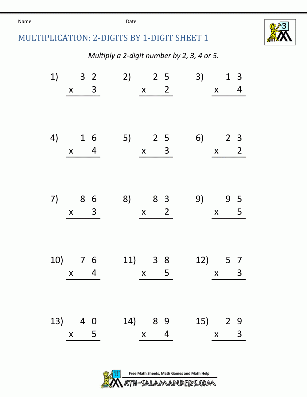 Multiplication Worksheets For 3rd Grade