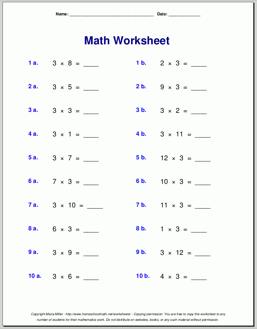 free math worksheets for 3rd graders