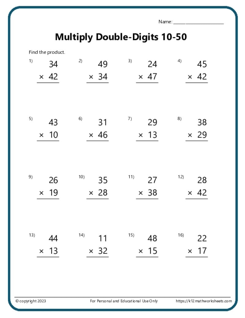hs math worksheets