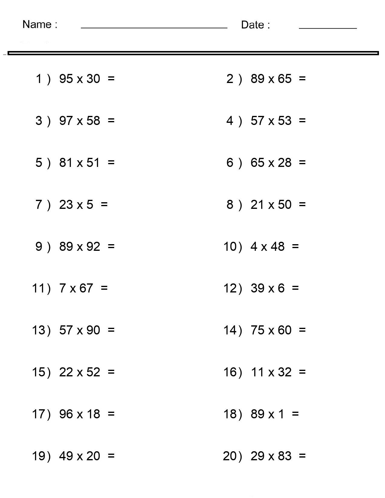 Multiplication Worksheets Multiple Digit Multiplication Worksheets Made By Teachers