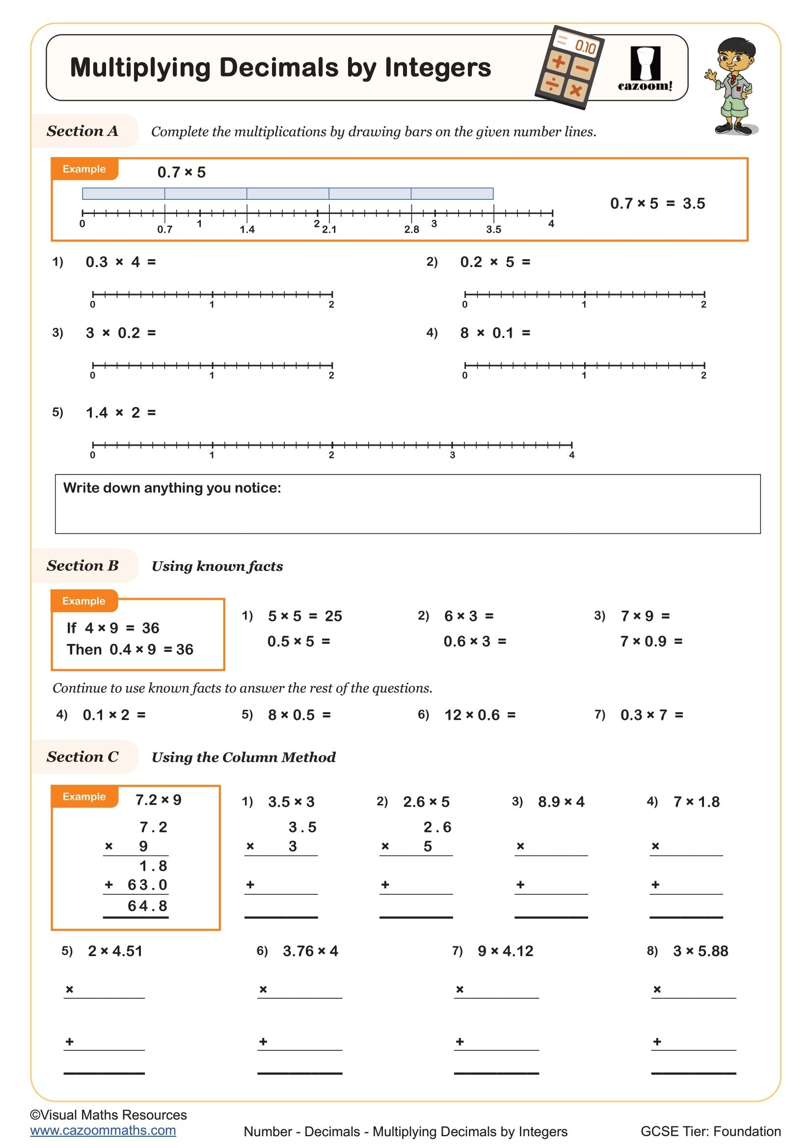 decimal multiplication worksheets