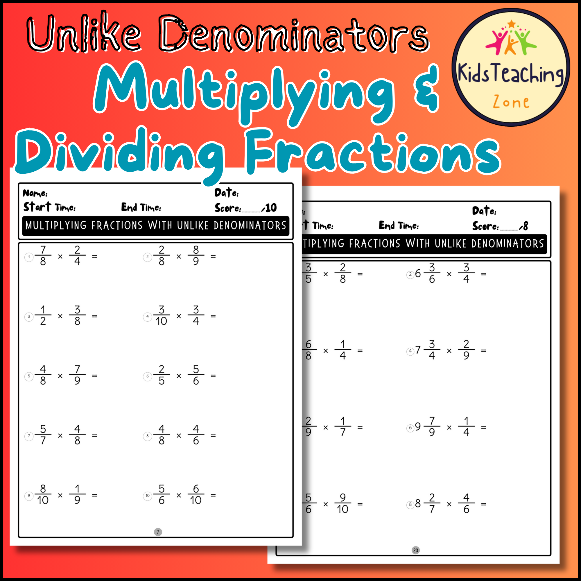 multiplying and dividing fractions worksheets