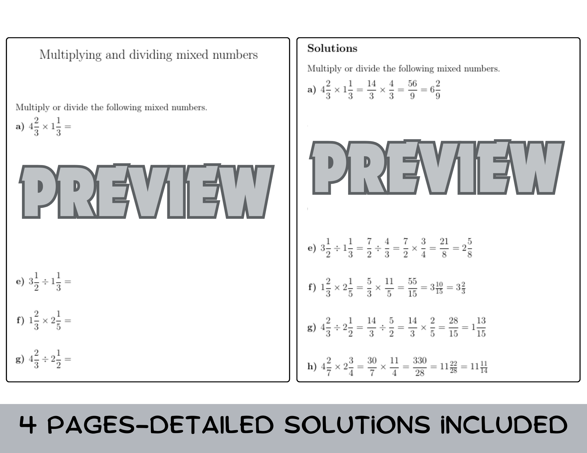 dividing mixed numbers worksheet