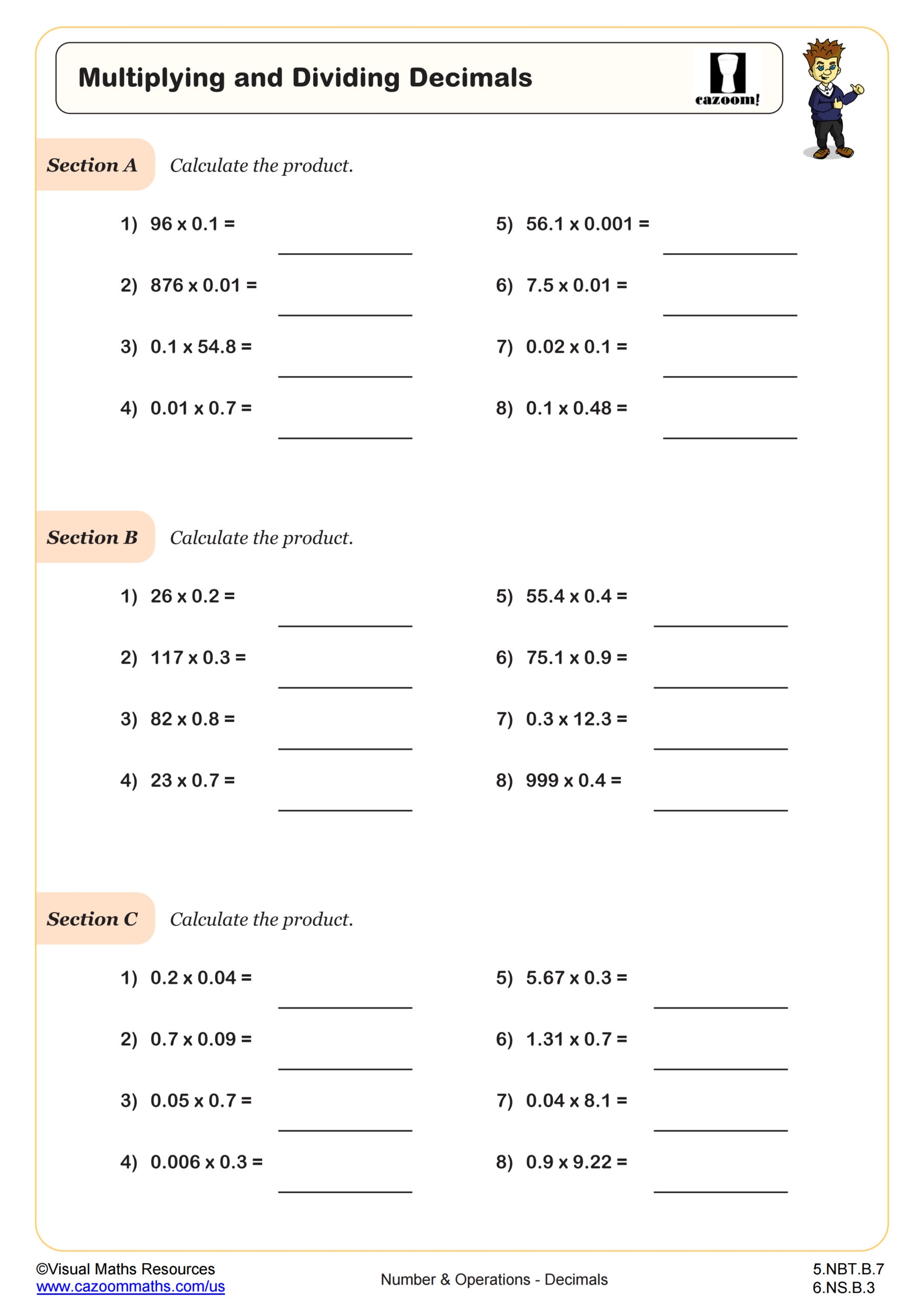 dividing decimals worksheet