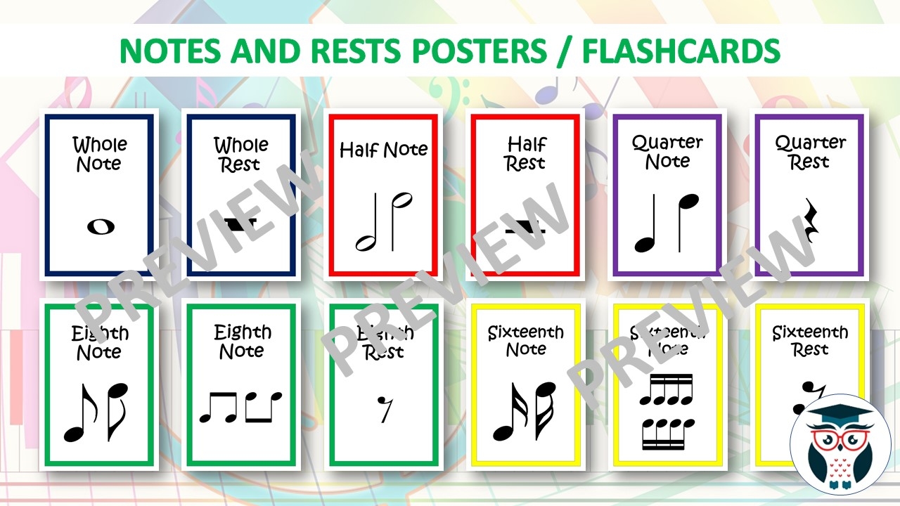 Music Notes And Rests Flashcards And Posters Music Distance Learning Teaching Resources