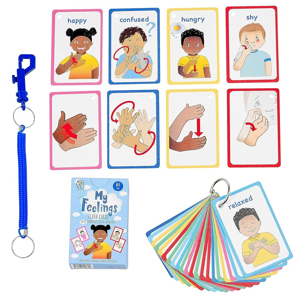 My Feelings And Emotions ASL Cards For Speech Delay Non Verbal Or Deaf Children 27 Visual Aid Empathy And Social Skills Autism SEN Amazon de Toys