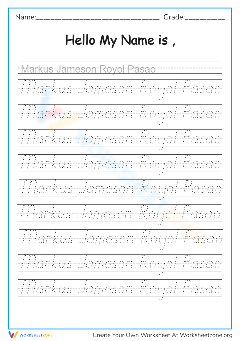 Name Tracing Worksheets Printable