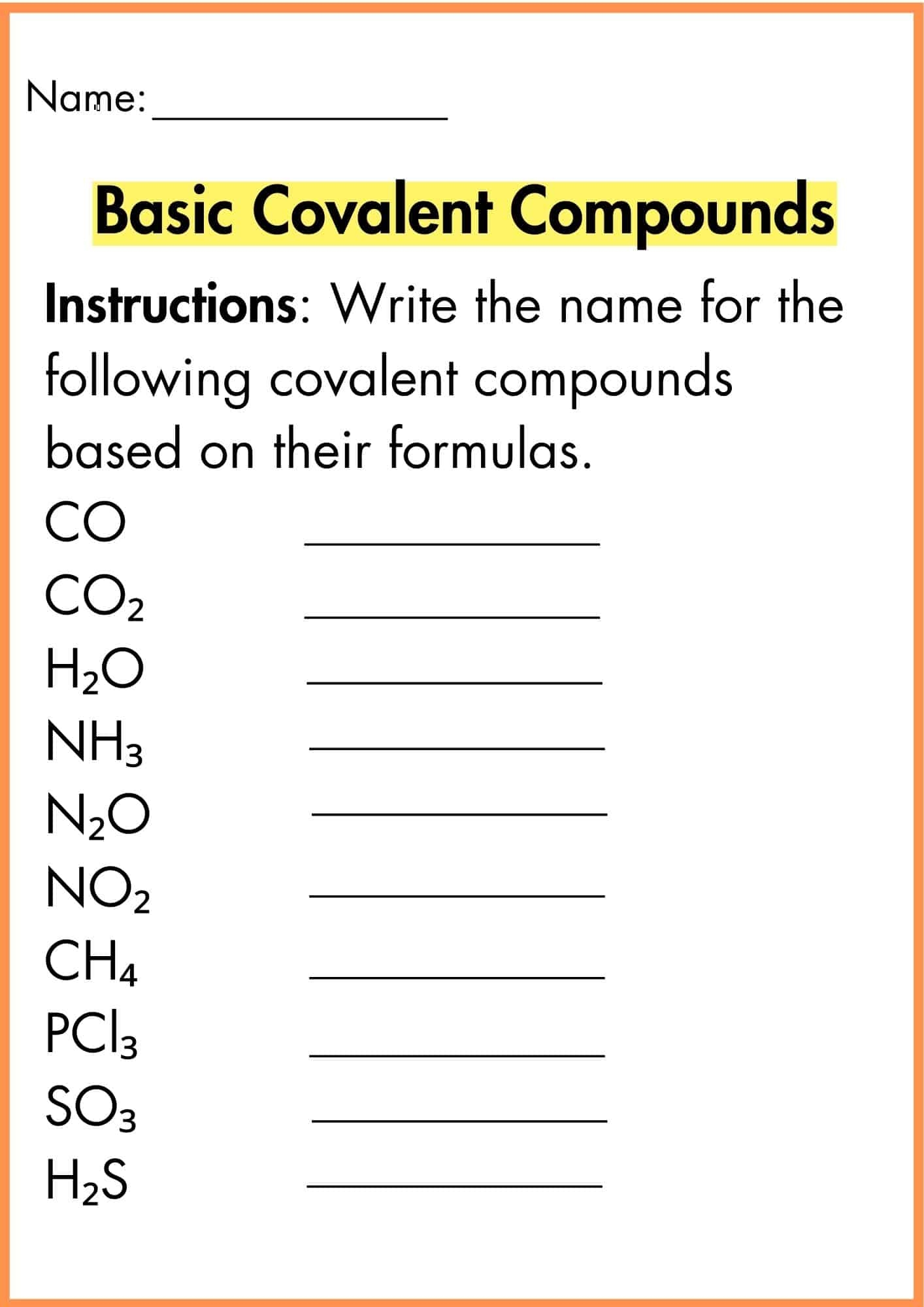 naming covalent compounds worksheet