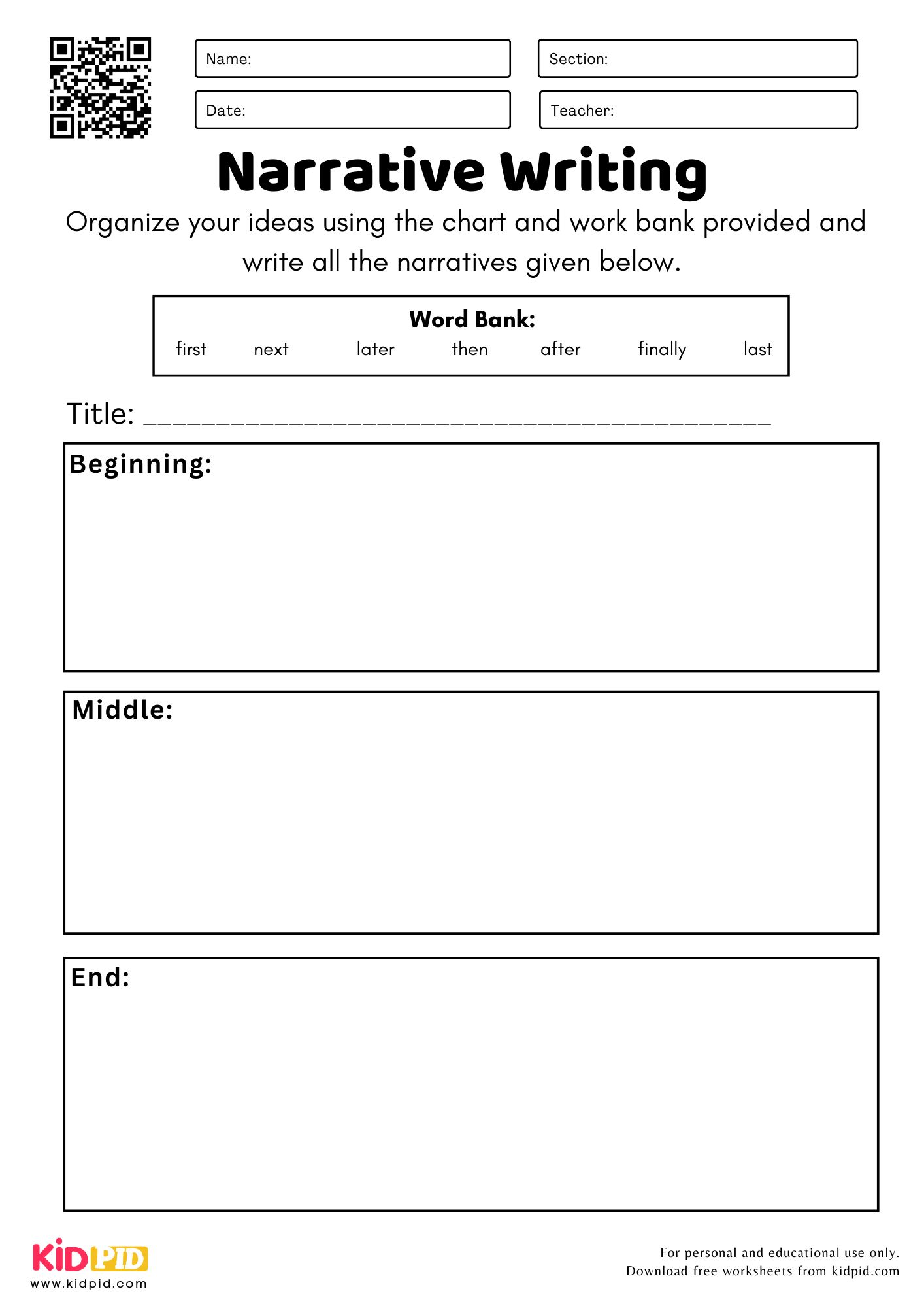 Narrative Writing Worksheet For Grade 2 Kidpid