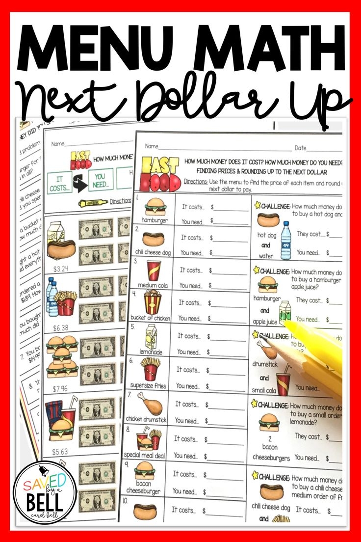 Next Dollar Up Worksheets And Word Problems Menu Math
