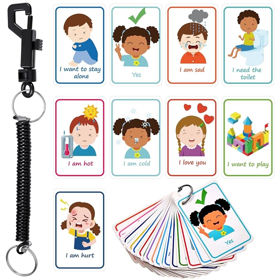 Nezyo Needs My Communication Cards 26 Pieces Feelings And Emotions Flash Card For Kids Sensory Autism Visual Speech Flashcard With Spring Rope Lanyard For Men Women Teens Education Party Supplies Amazon co uk 